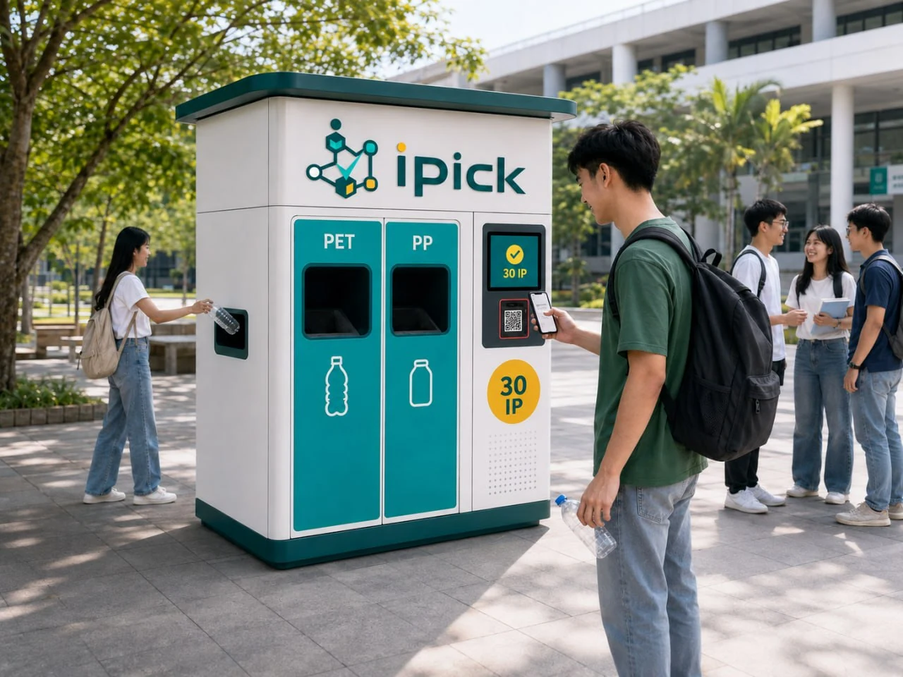 대학 캠퍼스의 iPICK 스마트 분리수거함